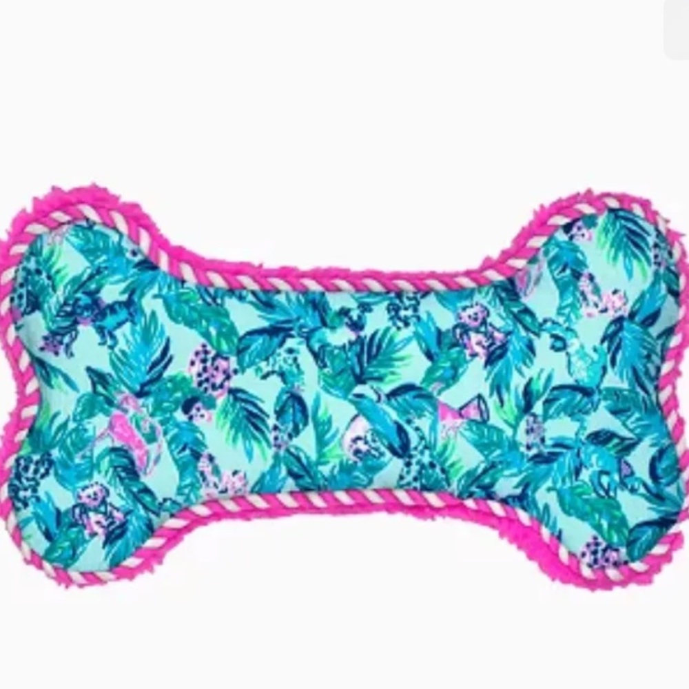 NWT Lilly Pulitzer Dog Toy Seasalt Blue Barking Up Palm Tree, Large - Picture 5 of 6